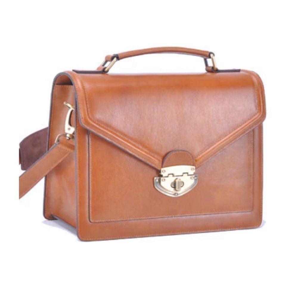 Elegant Tan Leather Camera Handbag